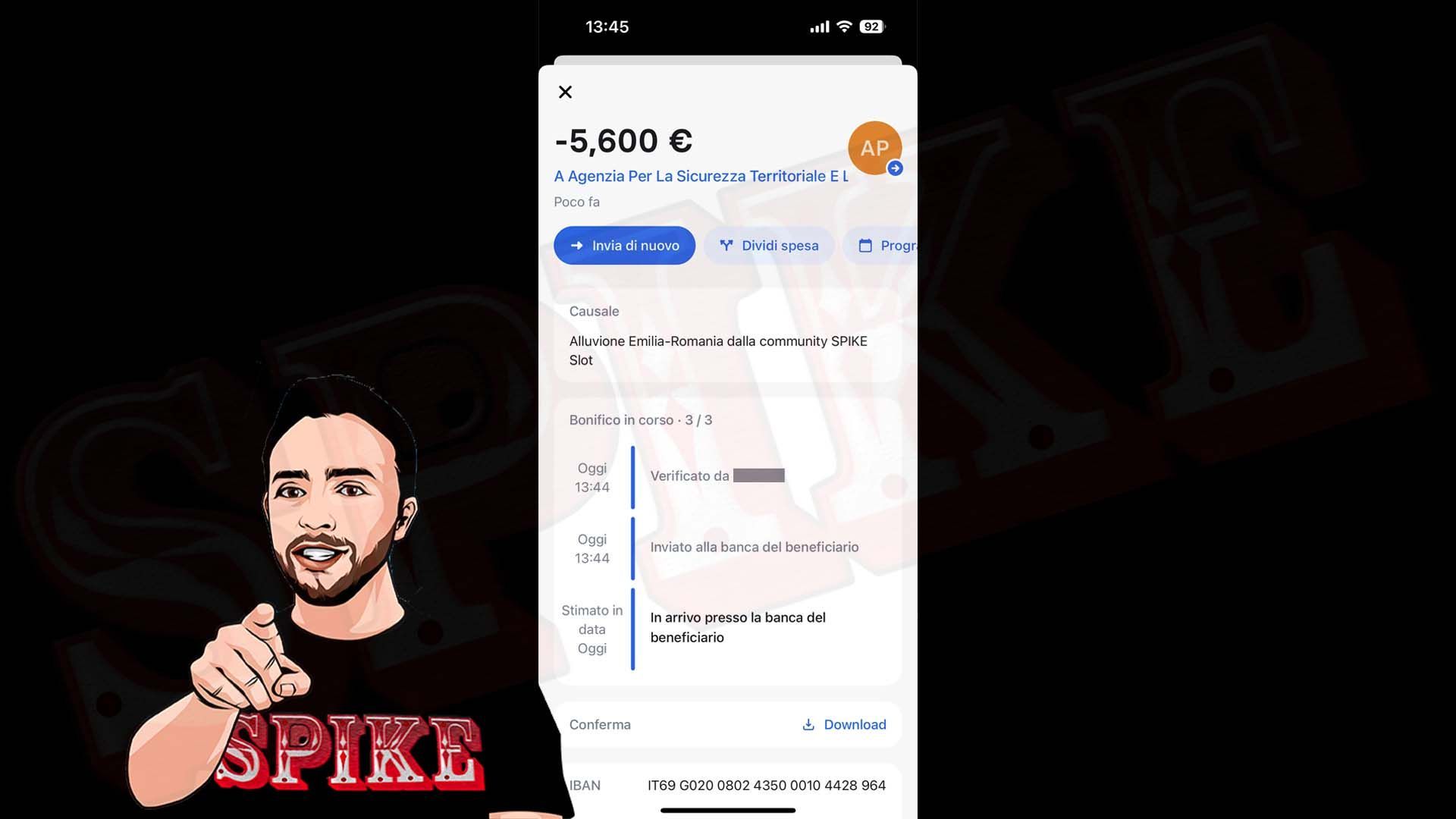 Bonifico SPIKE Emilia-Romagna